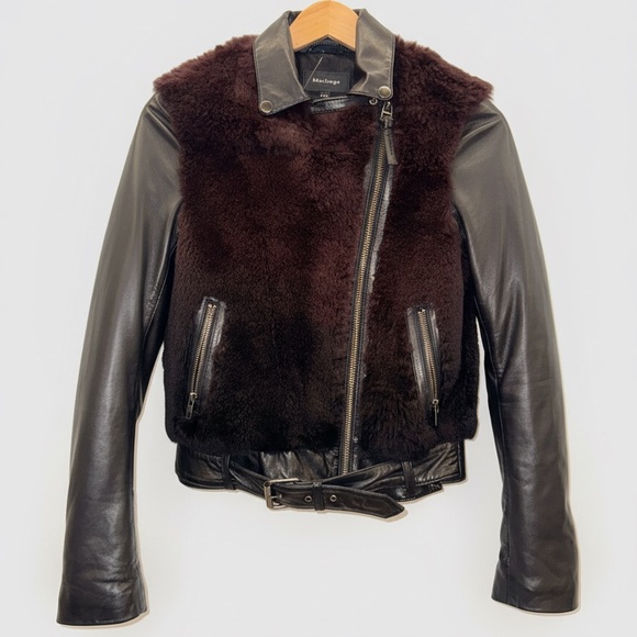 MACKAGE Tamika Rabbit Fur Leather Jacket. Genuine - Picture 1 of 5